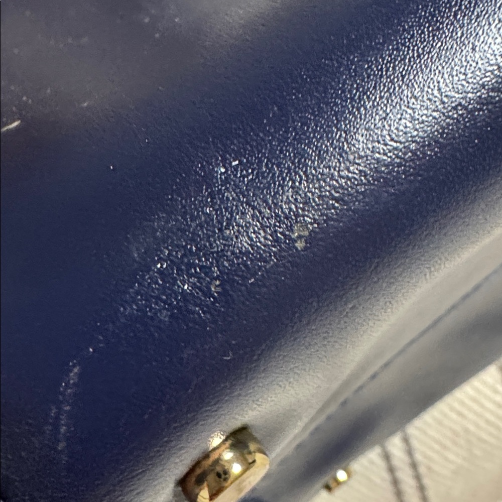 GUC Kate Spade Scalloped Navy Blue Leather Satchel - Picture 9 of 10